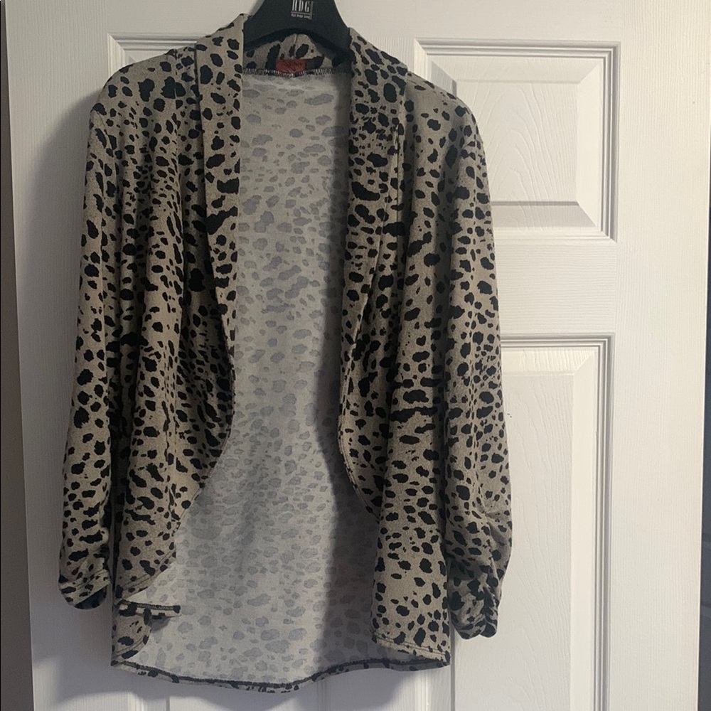 Ripe Black and Tan Cardigan Sweater Leopard Print